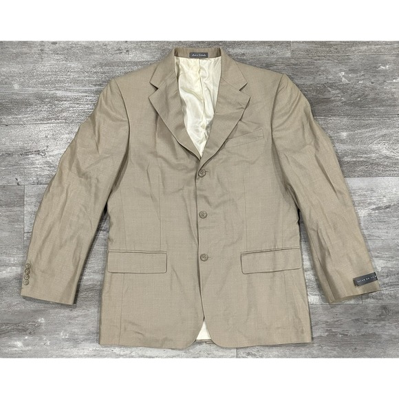 Oscar de la Renta Other - Oscar de la Renta Sportcoat Blazer Mens Size 42L Beige Silk Wool Blend